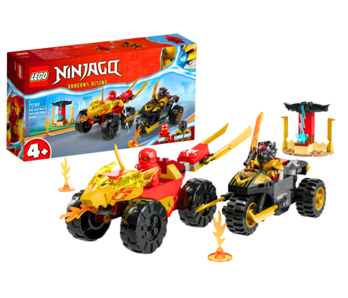 LEGO Bricks NINJAGO Car and Motorcycle Battle Between Kai and Ras 71789