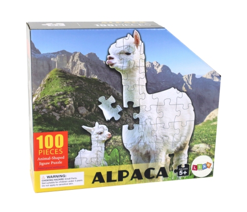 Puzzle 100 Pieces White Alpaca Animals Theme