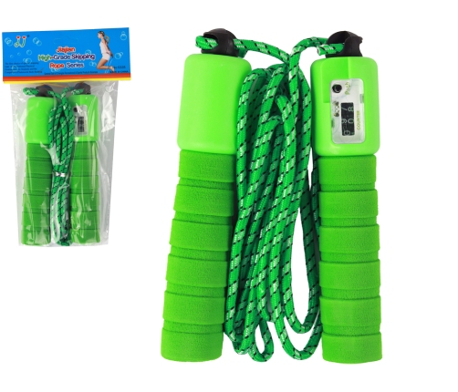 Green Skipping Rope With Counter 275 cm Fitness Adjustment