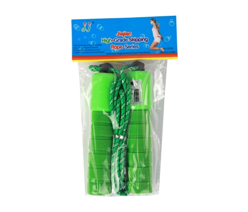 Green Skipping Rope With Counter 275 cm Fitness Adjustment