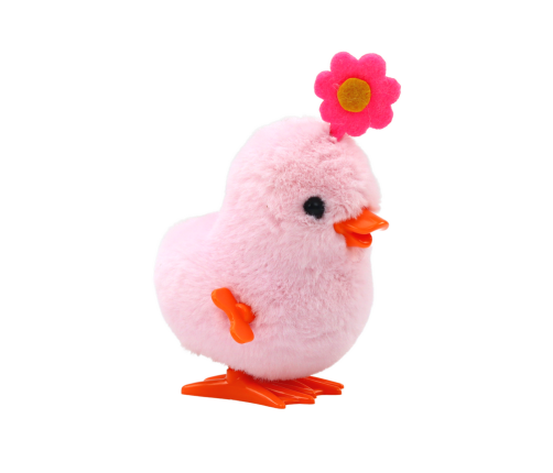 Pink Jumping Hen Wind-up Hen With Flower