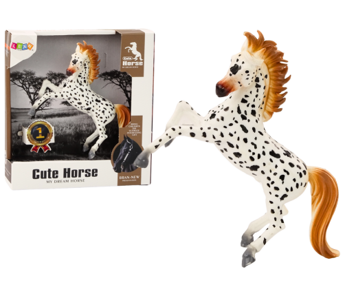 Horse Figurine White Horse with Polka Dots Standing Stable Farm Cute Horse