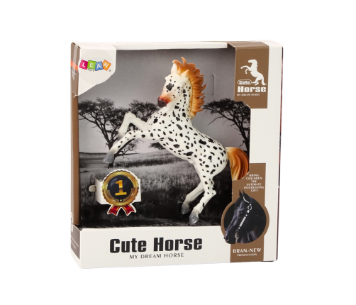 Horse Figurine White Horse with Polka Dots Standing Stable Farm Cute Horse