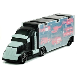 Transport Truck with 6 cars Case Black