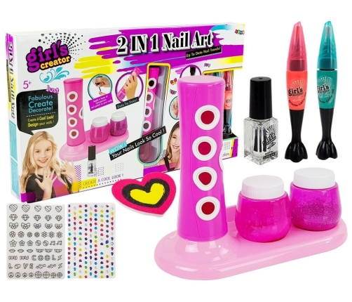 Nail Painting Set Glitter Dispenser Coloured Stickers