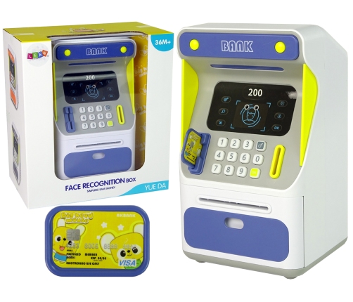 Cash Box Machine Face Recognition PIN Saving Blue