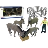 Four Donkey Farmer Fence Figure Set Grey