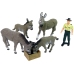 Four Donkey Farmer Fence Figure Set Grey