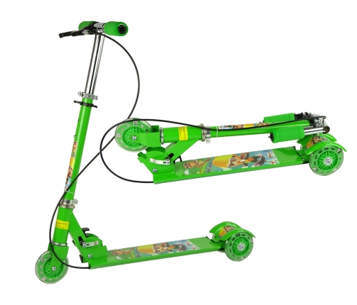 Three-wheeled Scooter Luminous LED wheels Green with Manual Brake