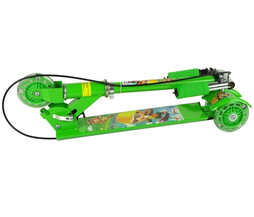 Three-wheeled Scooter Luminous LED wheels Green with Manual Brake