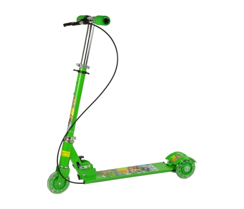 Three-wheeled Scooter Luminous LED wheels Green with Manual Brake