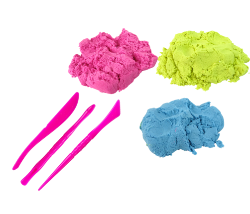 Magic Kinetic Sand in a suitcase + animal moulds 1 Kilogram of sand in 3 pastel colours