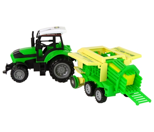 Green tractor with baler friction drive