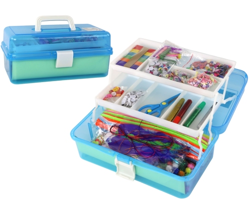 Blue Expandable Suitcase Set Artistic Creative Plastic DIY