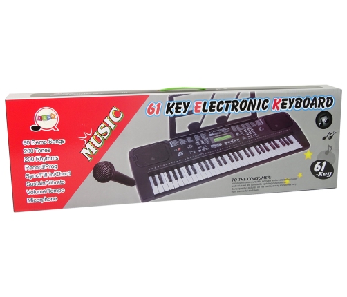 Keyboard With Microphone Musical Instrument Black