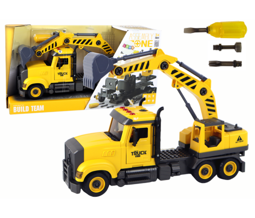 Crane Truck for Unscrewing and Turning Yellow