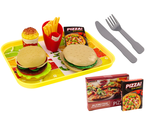 Fast Food Set Pizza Burgers French Fries Accessories for Children 24 pcs.