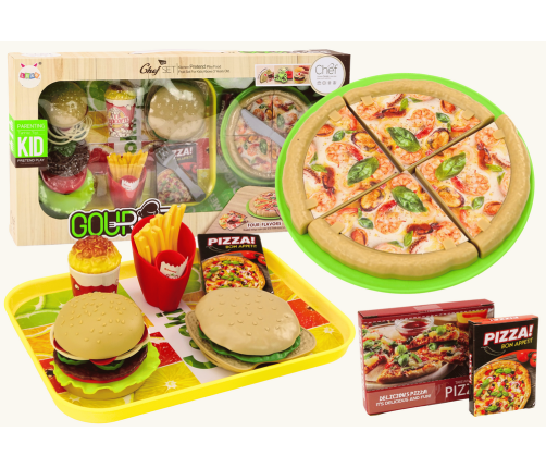 Fast Food Set Pizza Burgers French Fries Accessories for Children 24 pcs.