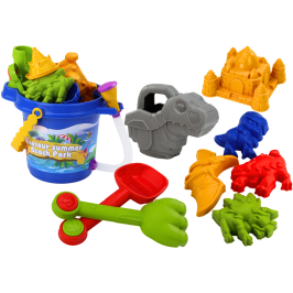 Sand Bucket Set with Shower, Spatula, Rake, Molds, Dinosaurs