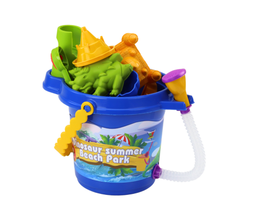 Sand Bucket Set with Shower, Spatula, Rake, Molds, Dinosaurs