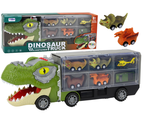 Dinosaur Truck Transport Springs 6pcs Lights Sounds Green