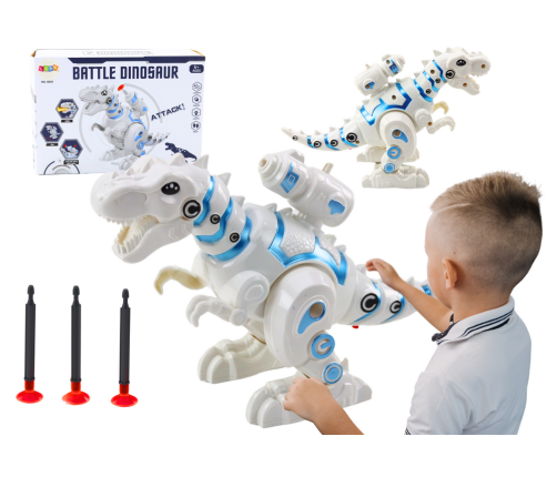 Robot Dinosaur with Dart Launcher Lights Sounds White