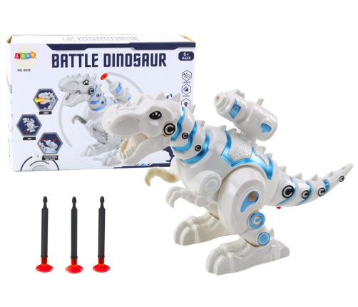 Robot Dinosaur with Dart Launcher Lights Sounds White