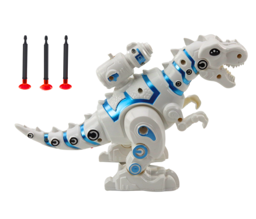 Robot Dinosaur with Dart Launcher Lights Sounds White