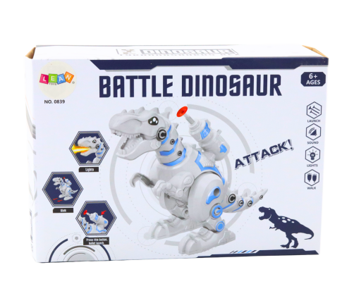 Robot Dinosaur with Dart Launcher Lights Sounds White