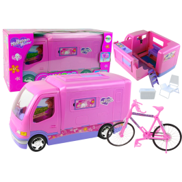 Camper Camping Pink Vehicle For Doll Bike 50 cm