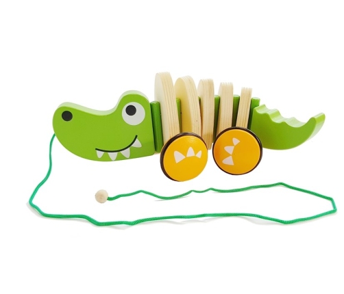 Wooden Crocodile on Wheels 18cm