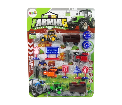 Farm Set of Farm Machines Tractors Road Accessories