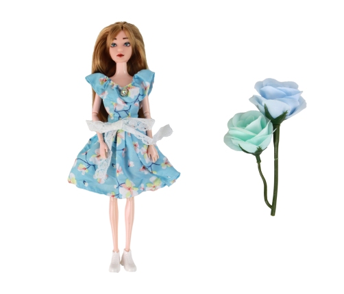 Children's Doll Emily Spring Long Hair Blue Flower Dress