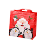 Santa and Penguins Red Gift Bag 22cm x 22cm x 11cm