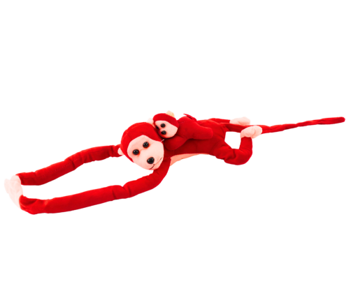 Mascot Plush Monkey with Baby, Red 70 cm