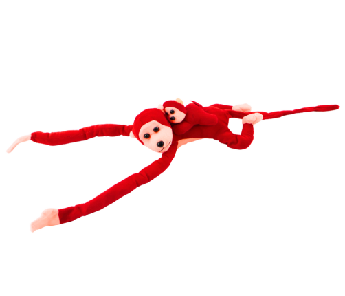 Mascot Plush Monkey with Baby, Red 70 cm