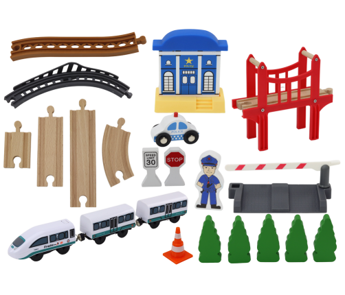 Wooden Railway Track Train Train Tracks Accessories Bridge Police 3.2m