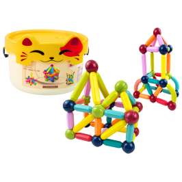 Magnetic Blocks in a Bucket 56 Elements Yellow Cat