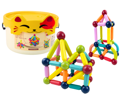 Magnetic Blocks in a Bucket 56 Elements Yellow Cat