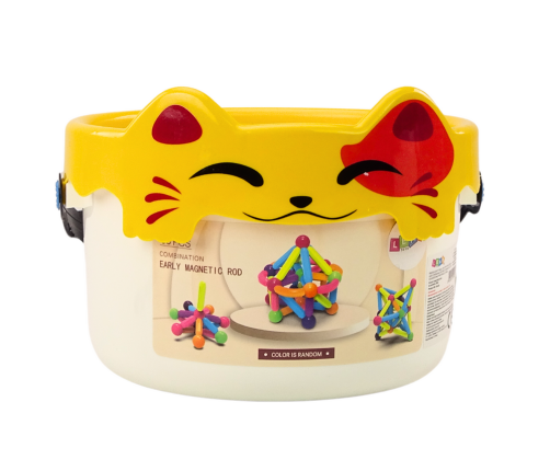 Magnetic Blocks in a Bucket 56 Elements Yellow Cat