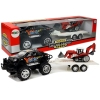 Set of Vehicles with Friction Off- road Car Black and Excavator