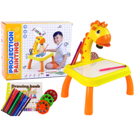 DINOSAUR TABLE WITH PROJECTOR FOR DRAWING + ACCESSORIES YELLOW COLOUR