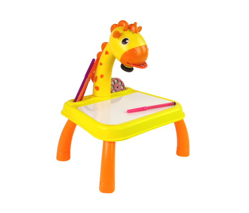 DINOSAUR TABLE WITH PROJECTOR FOR DRAWING + ACCESSORIES YELLOW COLOUR