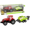 Red Farm Tractor with Green Seeder Friction Drive