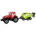 Red Farm Tractor with Green Seeder Friction Drive