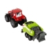 Red Farm Tractor with Green Seeder Friction Drive