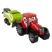 Red Farm Tractor with Green Seeder Friction Drive