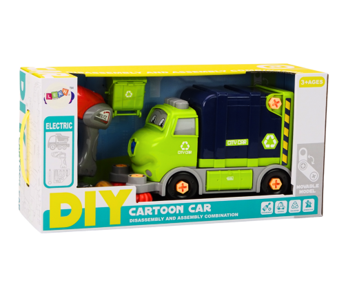 Cartoon Garbage Truck Turning Movable DIY Navy Blue