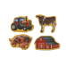 Set of Wooden Magnets, Home Animals, Agricultural Machines, 20 Pieces