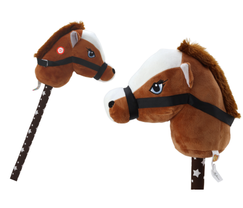 Plush Horse Head On A Stick Hobby Horse Dark Brown Shorthair Horse sounds